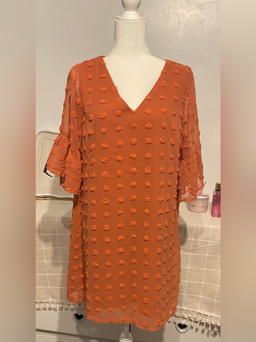 Blooming Jelly bohemian Orange Textured V‑Neck Dress size M NWT - Picture 7 of 11